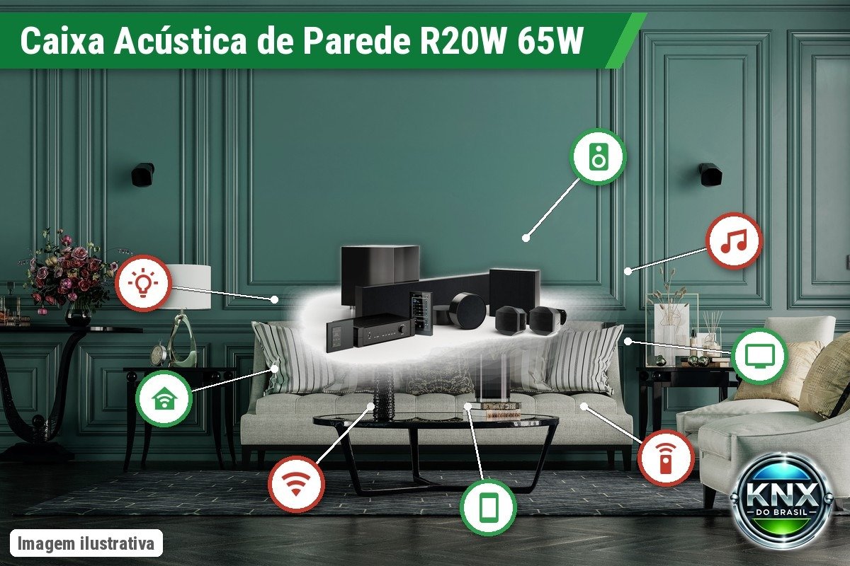 Caixa Acústica de Parede R20W 65W 50Hz–21kHz – Alumínio Acetinado Preto