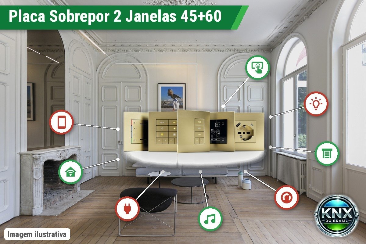 Placa Retangular de Sobrepor 2 Janelas (45x45 + 60x60) 98x168 – Séries 71/20Venti