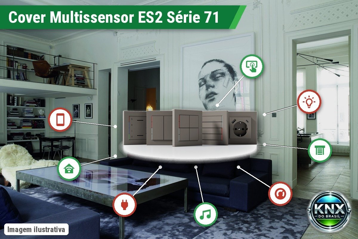 Cover Multissensor ES2 com Símbolos Série 71 (60×60) – Plástico Prata